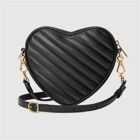 gucci nera pelle cuore|Gucci Mini borsa a spalla a forma di cuore con .